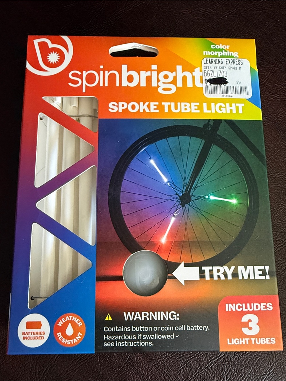 Spin Brightz Color Morphing Colorful Spoke Tube Light - 3 Pack